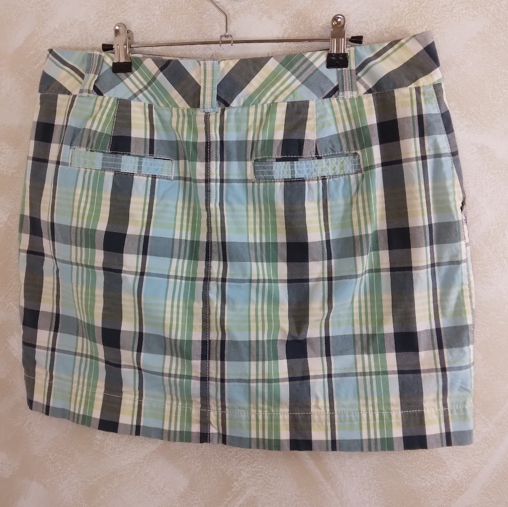 Sonoma Plaid Skort Mini Skirt Green Blue White size 14 - Picture 2 of 6